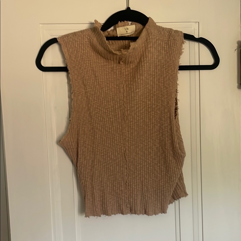 T.La Beige Ribbed Knit Top